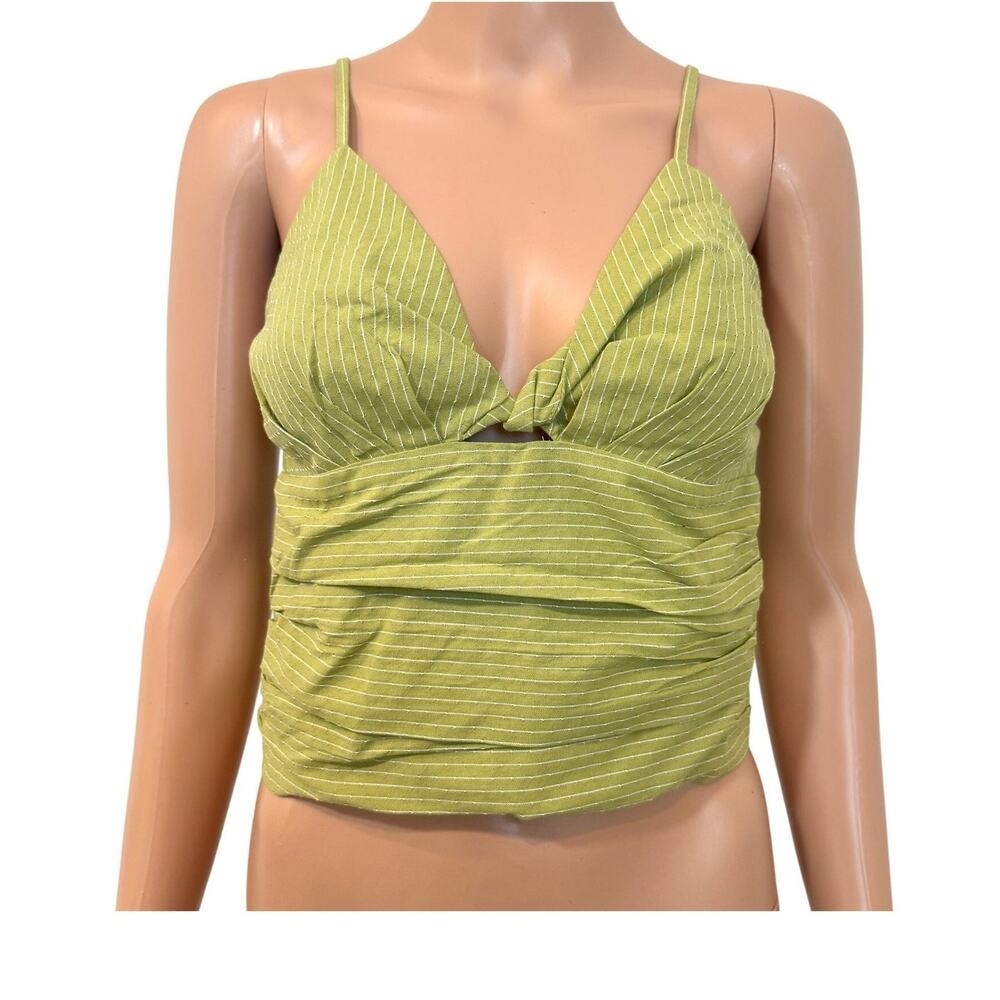 new KnowOne.Cares medium ruched keyhole crop top smocked TS 3040